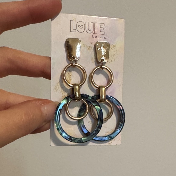 louie love Jewelry - Gold and Blue Hoop Earrings